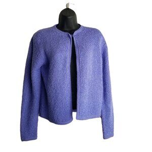 Tanner Purple Bouclé Knit Cardigan Sweater Medium Vintage Open Front Soft Girl